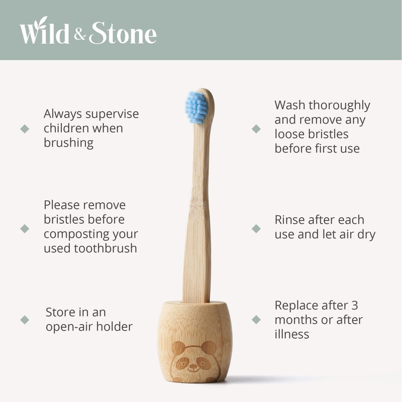 Wild Stone Wild & Stone | Organic Children's Bamboo Toothbrush | 4 Pack | Soft Fibre Bristles | 100% Biodegradable Handle | BPA Free | Vegan Eco Friendly Kids Toothbrushes (Aqua) - Image 3